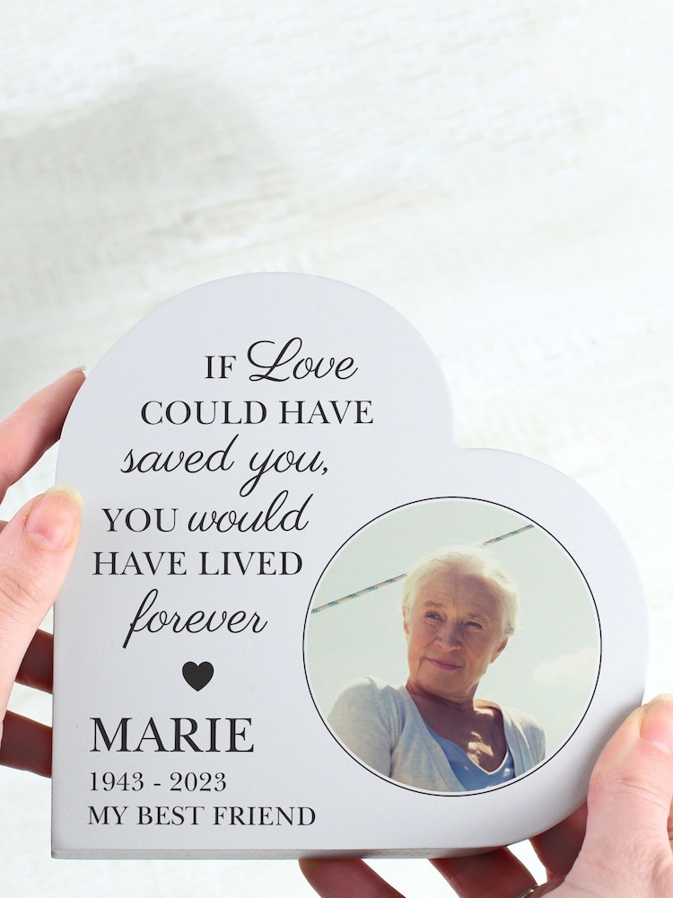 Natural Personalised Memorial Photo Upload Heart Ornament by PMC - Image 2 of 3