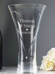 Personalised Hand Cut Diamante Heart Large Vase by PMC - Image 1 of 3