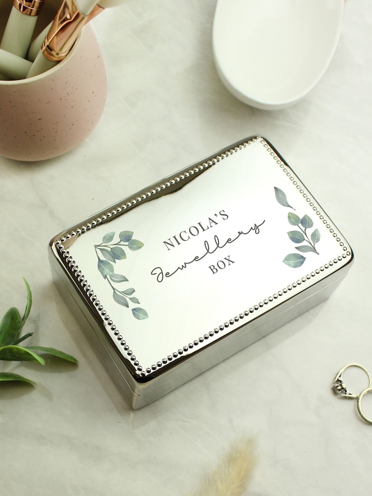 Personalised Botanical Rectangular Jewellery Box by PMC - Image 1 of 3