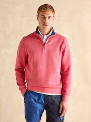 Joules Alistair Pink Quarter Zip Cotton Sweatshirt - Image 1 of 7