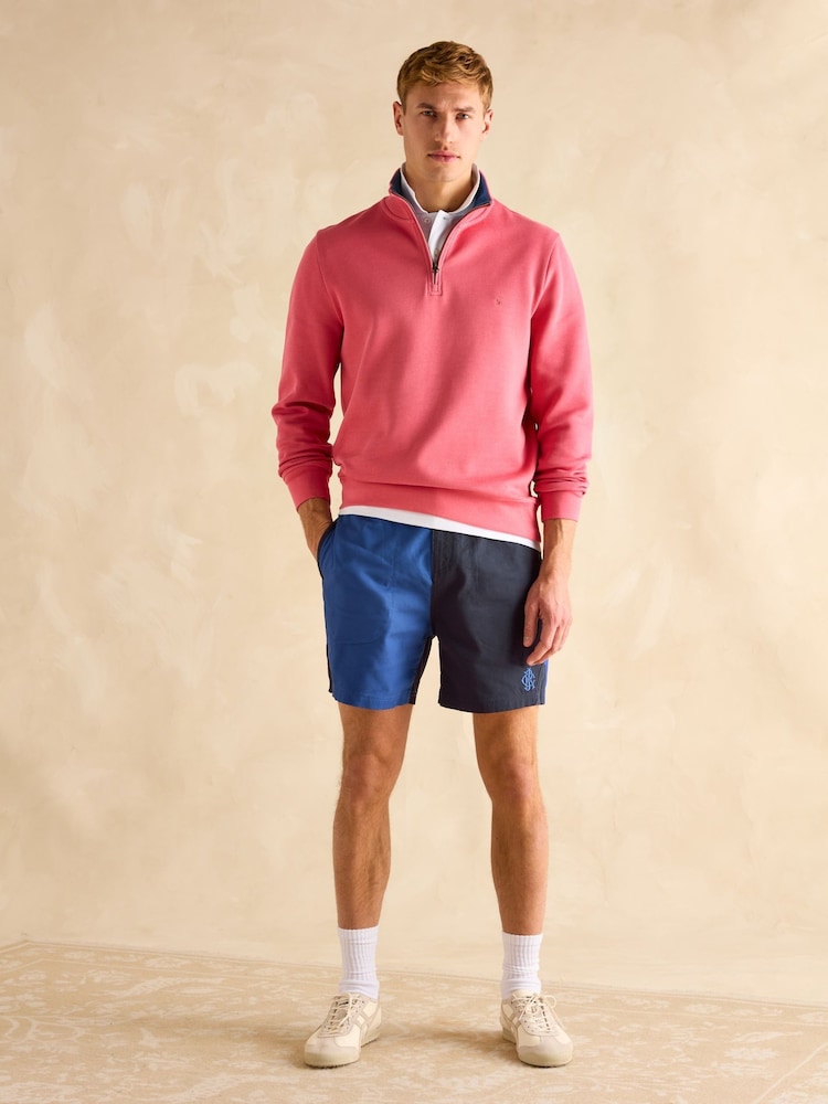 Joules Alistair Pink Quarter Zip Cotton Sweatshirt - Image 4 of 7