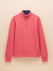 Joules Alistair Pink Quarter Zip Cotton Sweatshirt - Image 7 of 7