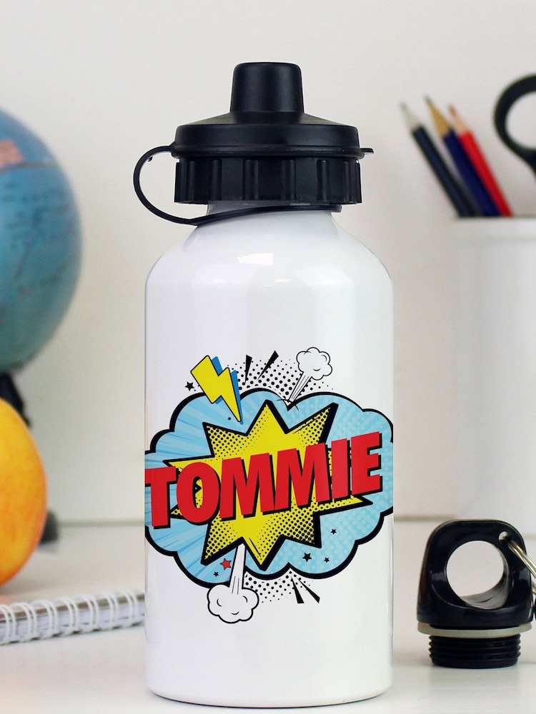 Personalised Superhero Drinks White Bottle by PMC - Image 1 of 3