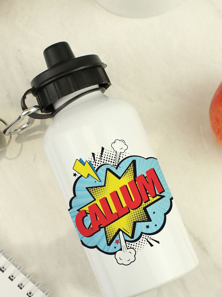 Personalised Superhero Drinks White Bottle by PMC - Image 2 of 3