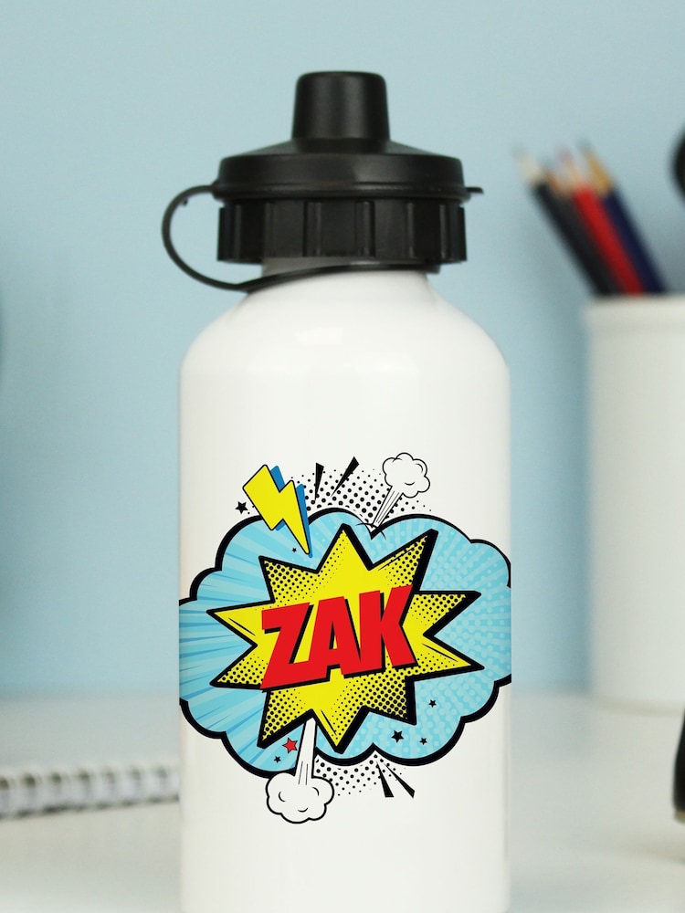 Personalised Superhero Drinks White Bottle by PMC - Image 3 of 3