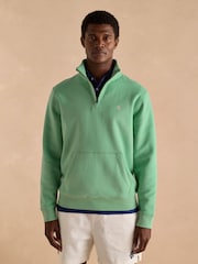 Joules Jenkins Mint Green Brushed Cotton Quarter Zip Sweatshirt - Image 1 of 9