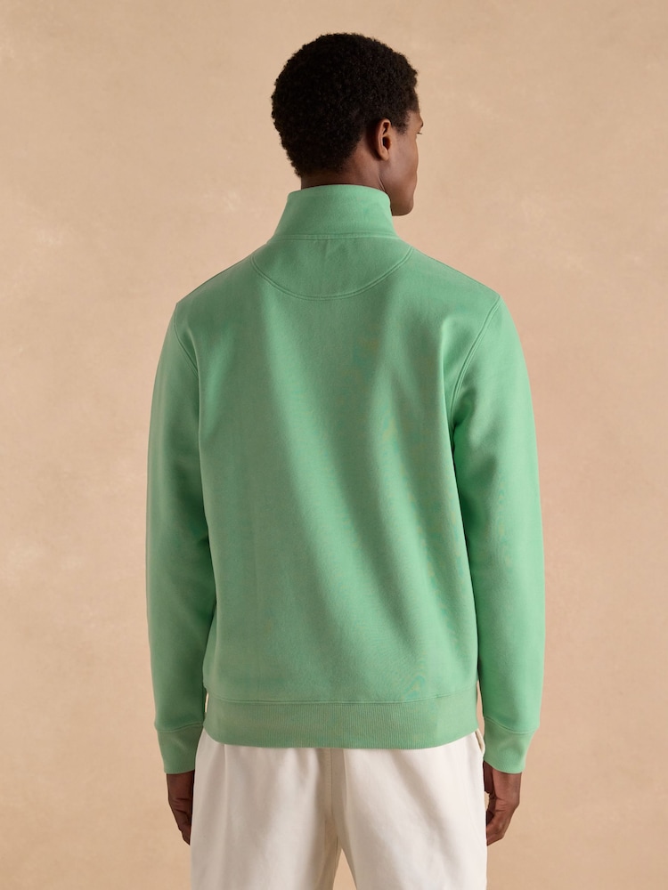 Joules Jenkins Mint Green Brushed Cotton Quarter Zip Sweatshirt - Image 2 of 9