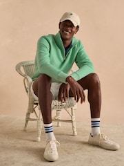 Joules Jenkins Mint Green Brushed Cotton Quarter Zip Sweatshirt - Image 3 of 9