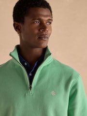 Joules Jenkins Mint Green Brushed Cotton Quarter Zip Sweatshirt - Image 6 of 9