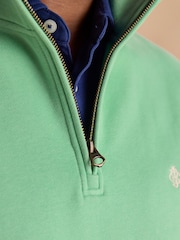 Joules Jenkins Mint Green Brushed Cotton Quarter Zip Sweatshirt - Image 7 of 9