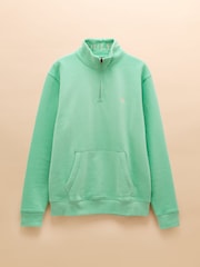 Joules Jenkins Mint Green Brushed Cotton Quarter Zip Sweatshirt - Image 9 of 9