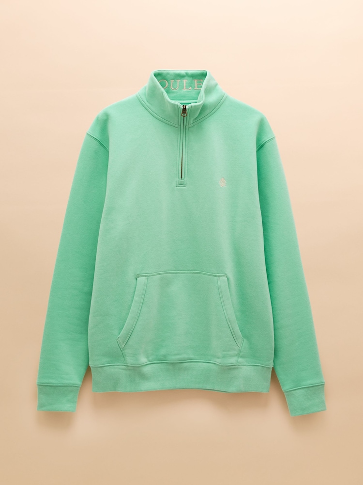 Joules Jenkins Mint Green Brushed Cotton Quarter Zip Sweatshirt - Image 9 of 9