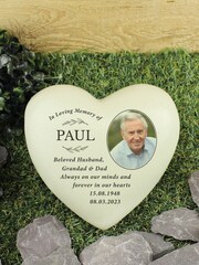 Natural Personalised In Loving Memory Photo Upload Memorial Resin Heart by PMC - Image 1 of 3