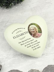 Natural Personalised In Loving Memory Photo Upload Memorial Resin Heart by PMC - Image 2 of 3