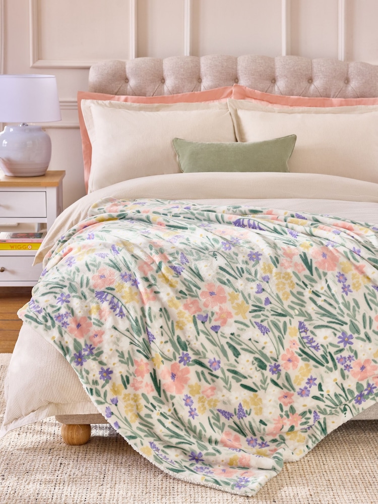 Floral Sherpa Reverse Throw - Imagem 1 de 5