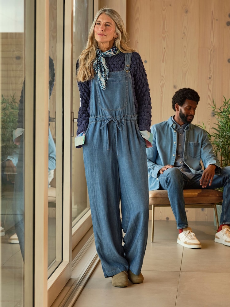 FatFace Jeanie Blue Denim Jumpsuit - Image 1 of 2