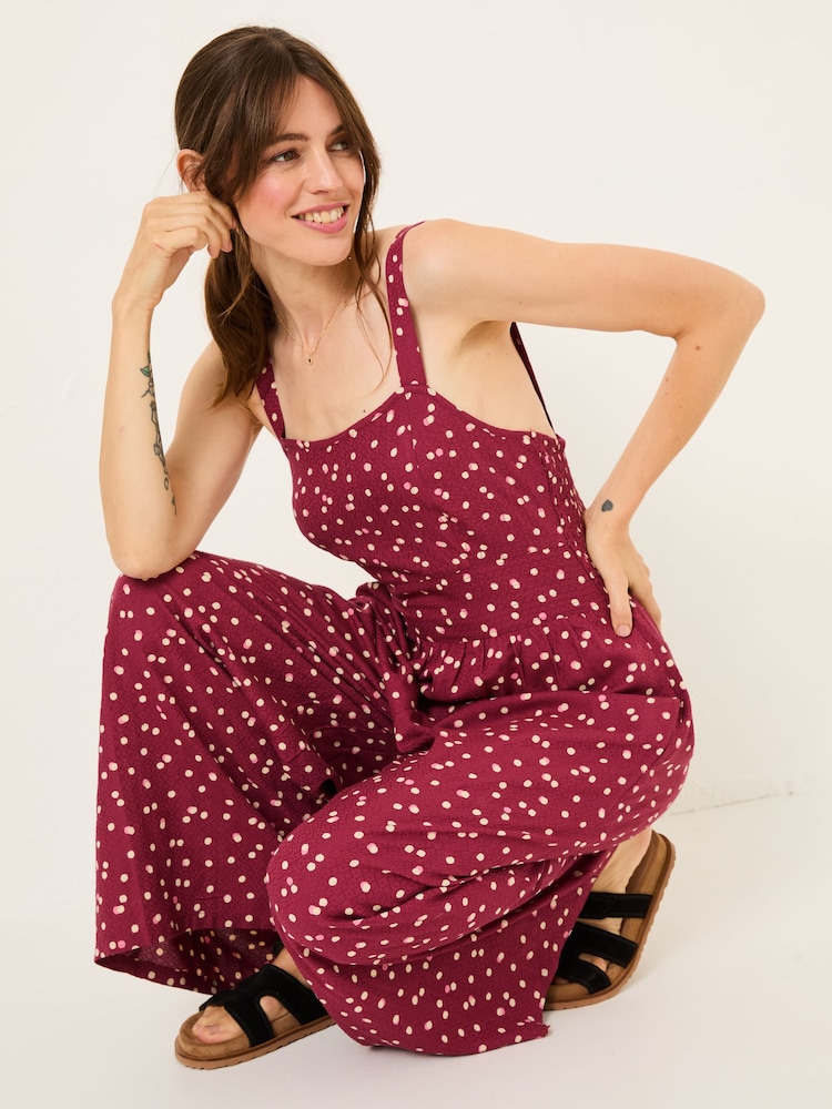 Buy FatFace Ruby Burgundy Red Spot Jumpsuit from the Next UK