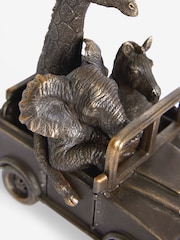 Bronze Safari Animals In Truck Ornament - Image 3 of 6