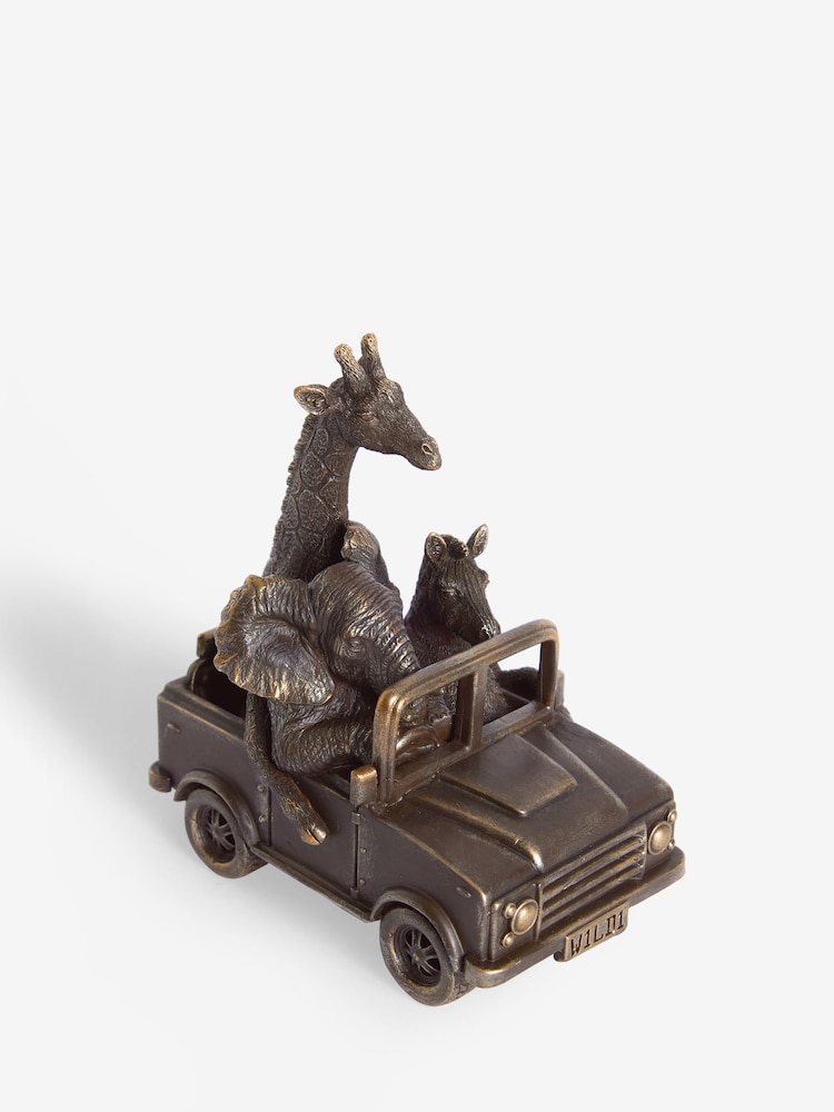 Bronze Safari Animals In Truck Ornament - Image 5 of 6