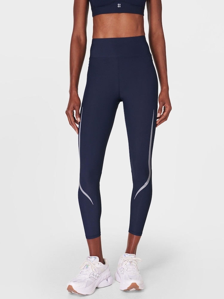 Sweaty Betty Blue Zero Gravity 7/8 Illuminate Run Tights - Image 1 of 9 Sweaty Betty Blue Zero Gravity 7/8 Illuminate Run Tights - Image 1 of 9