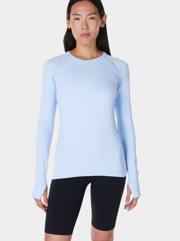 Sweaty Betty Blue Athlete Seamless Workout Long Sleeve Top - Image 1 of 7