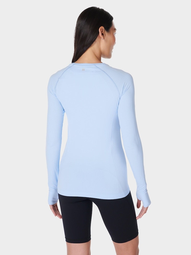 Sweaty Betty Blue Athlete Seamless Workout Long Sleeve Top - Image 2 of 7 Sweaty Betty Blue Athlete Seamless Workout Long Sleeve Top - Image 2 of 7