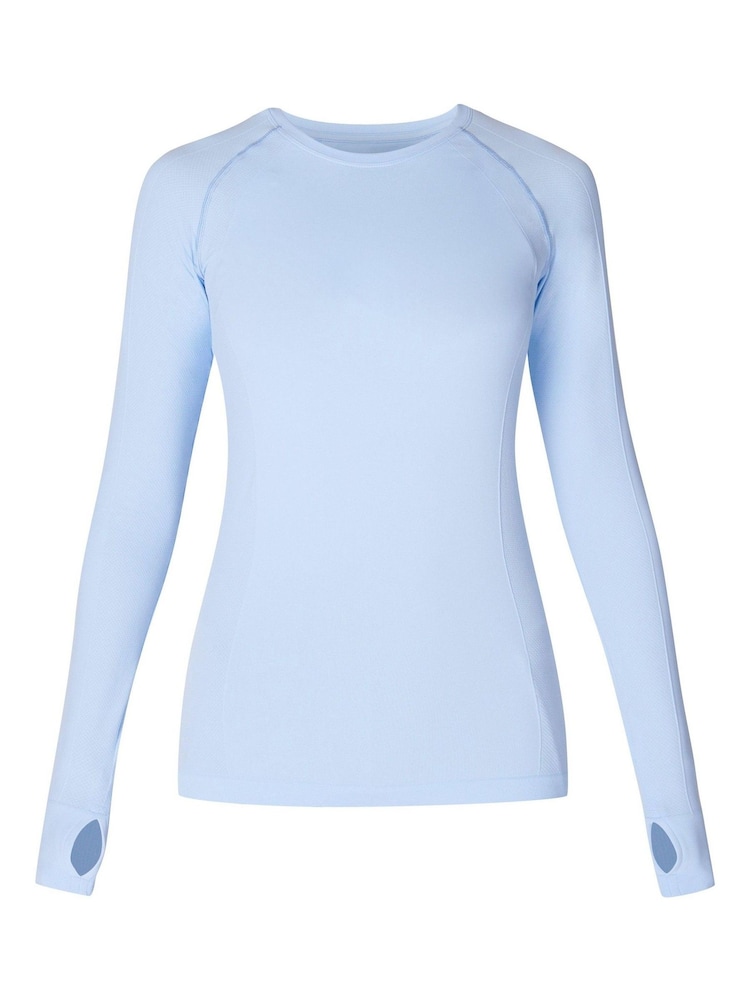 Sweaty Betty Blue Athlete Seamless Workout Long Sleeve Top - Image 7 of 7