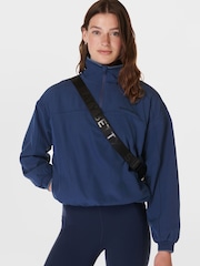 Sweaty Betty Blue Warm Up Performance Lined Half Zip Fleece - Image 3 of 8