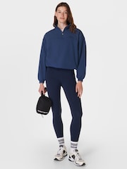 Sweaty Betty Blue Warm Up Performance Lined Half Zip Fleece - Image 4 of 8