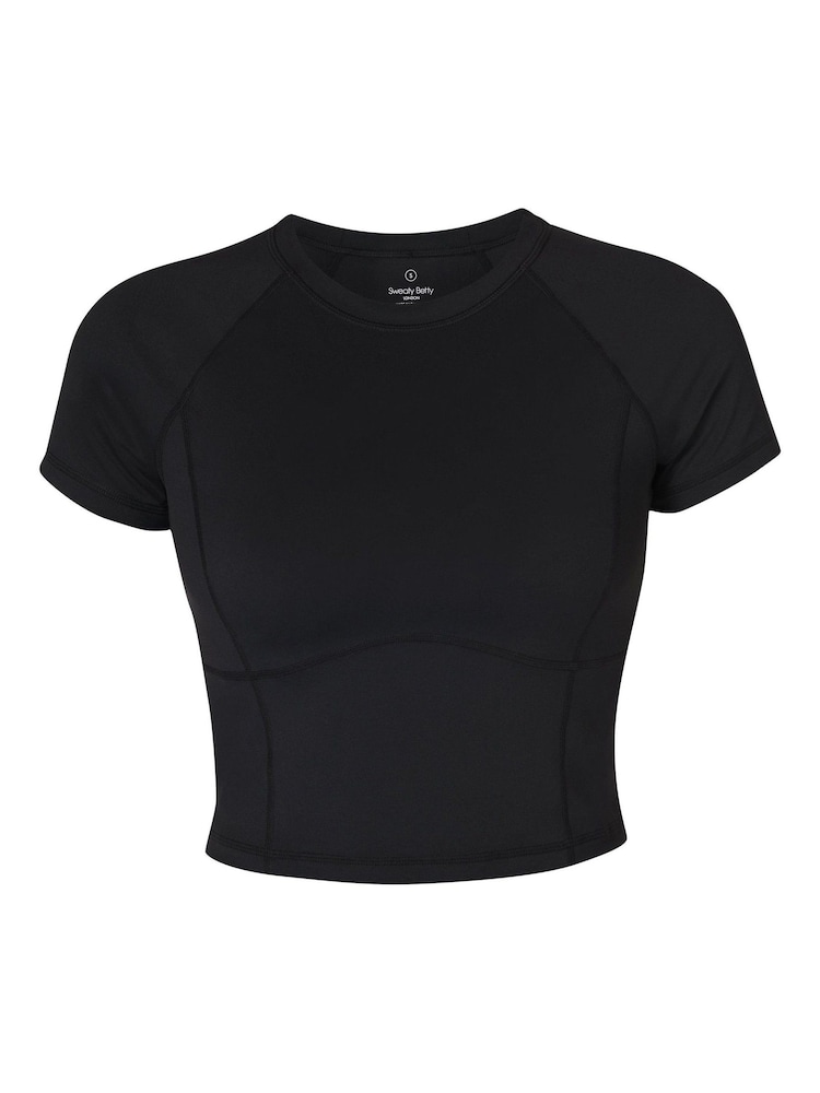 Sweaty Betty Black All Day Cropped T-Shirt - Image 6 of 6