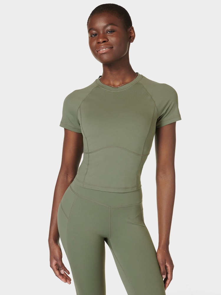 Sweaty Betty Grey All Day Cropped T-Shirt - Image 1 of 7