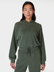Sweaty Betty Green Sand Wash Cloud Weight Crop Hoodie - Image 1 of 6