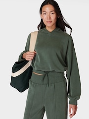 Sweaty Betty Green Sand Wash Cloud Weight Crop Hoodie - Image 2 of 6