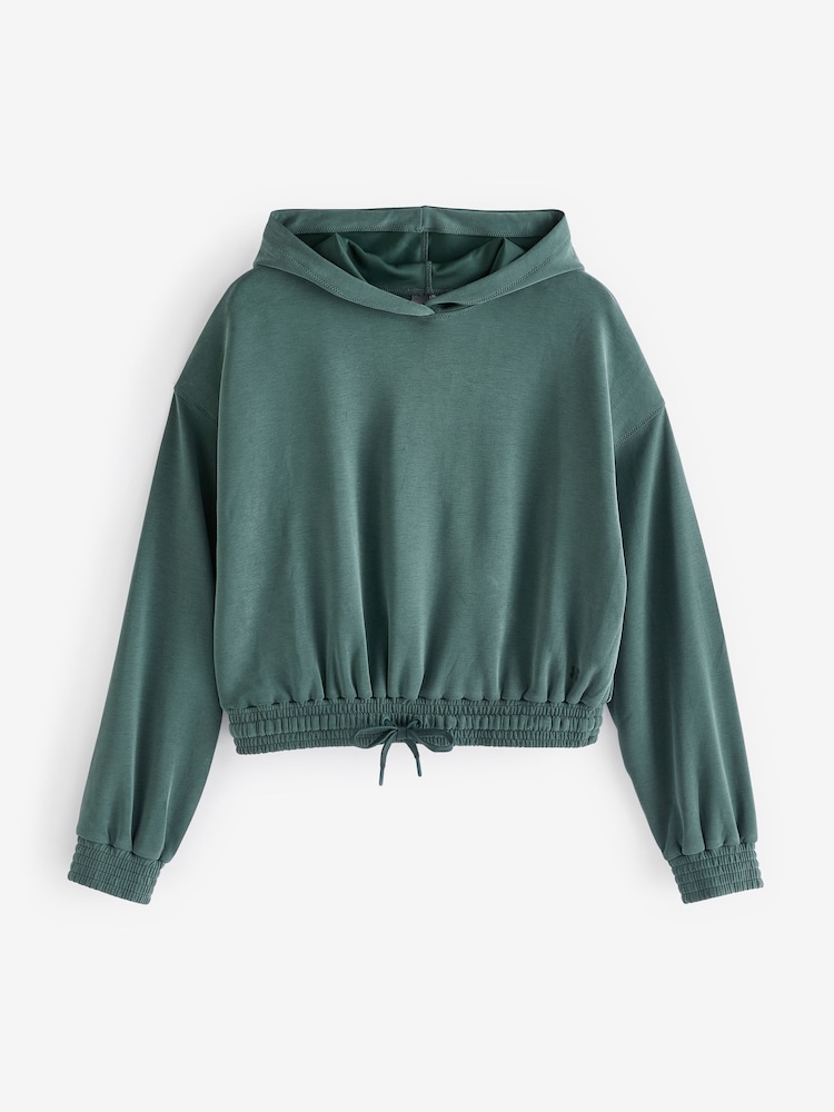 Sweaty Betty Green Sand Wash Cloud Weight Crop Hoodie - Image 6 of 6