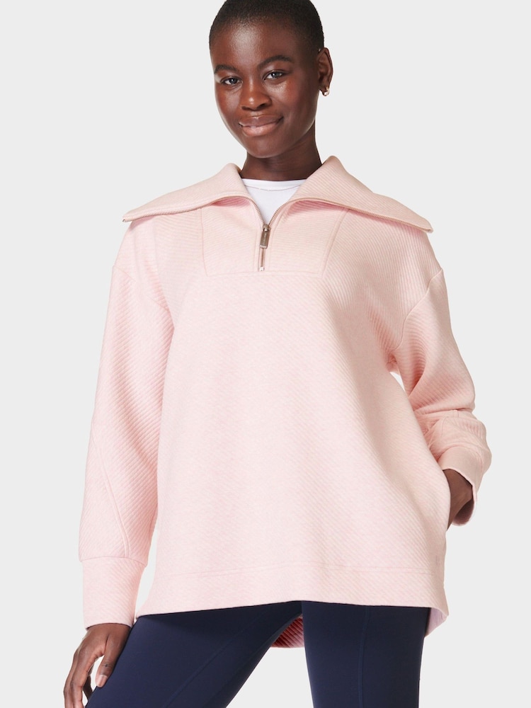 Sweaty Betty Pink Radiant Half Zip Sweatshirt - Image 1 of 7 Sweaty Betty Pink Radiant Half Zip Sweatshirt - Image 1 of 7