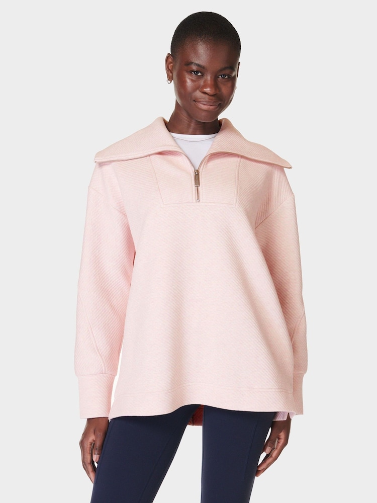Sweaty Betty Pink Radiant Half Zip Sweatshirt - Image 2 of 7 Sweaty Betty Pink Radiant Half Zip Sweatshirt - Image 2 of 7