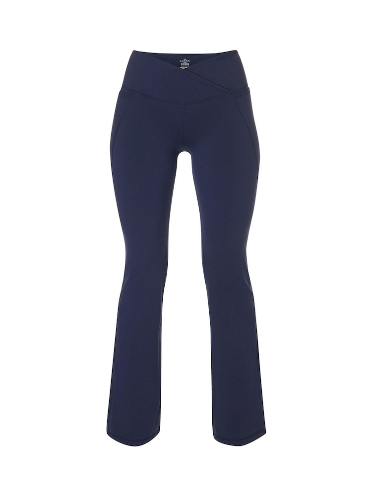 Sweaty Betty Blue Power 30" Workout Boot Cut Trousers Wrap Waist - Image 9 of 9