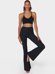 Sweaty Betty Black Glow Flex Rib Flare Trousers - Image 4 of 7