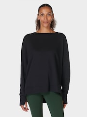Sweaty Betty Black After Class Cross Back Sweatshirt - Image 1 of 7