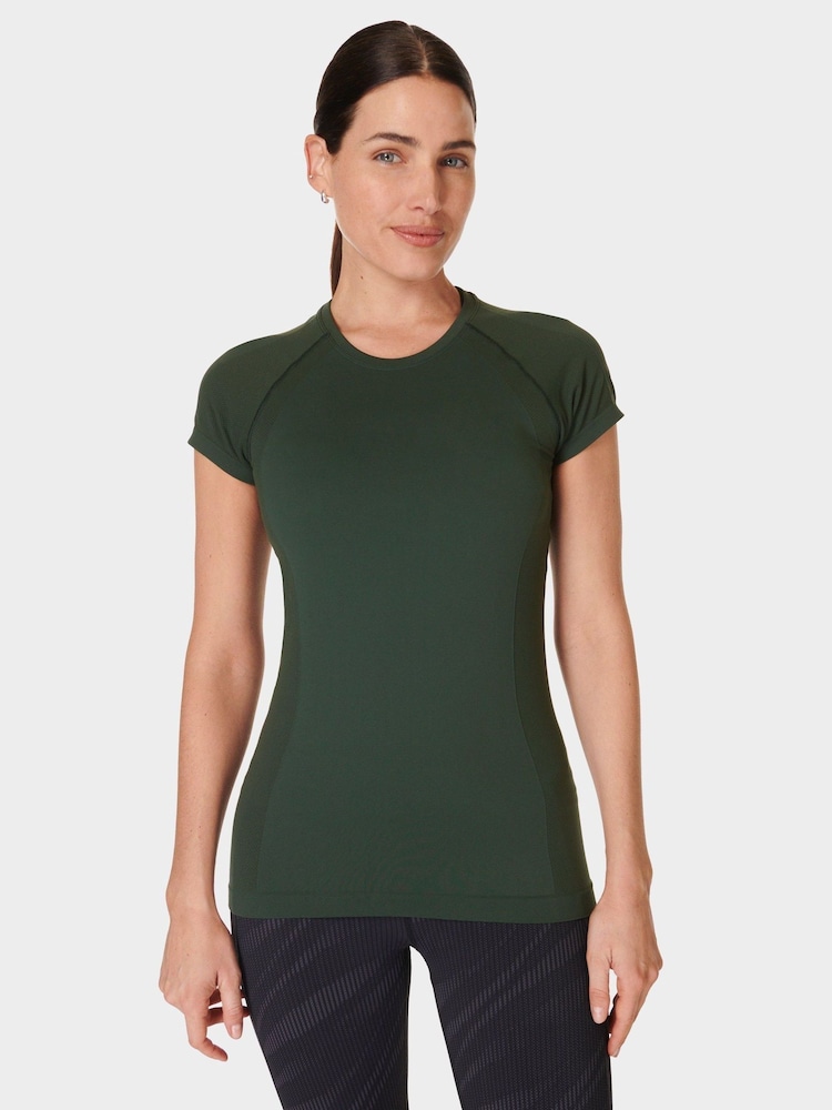 Sweaty Betty Green Athlete Seamless Workout T-Shirt - Image 1 of 7