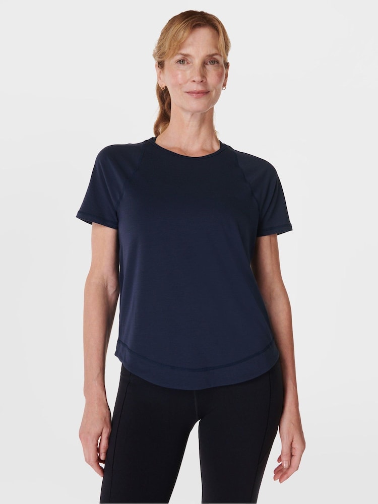 Sweaty Betty Blue Chrome Breathe Easy T-Shirt - Image 1 of 6