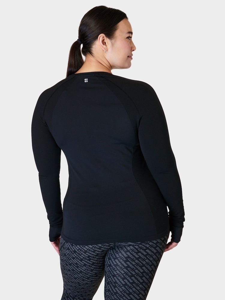 Sweaty Betty Black Athlete Seamless Workout Long Sleeve Top - Image 2 of 7