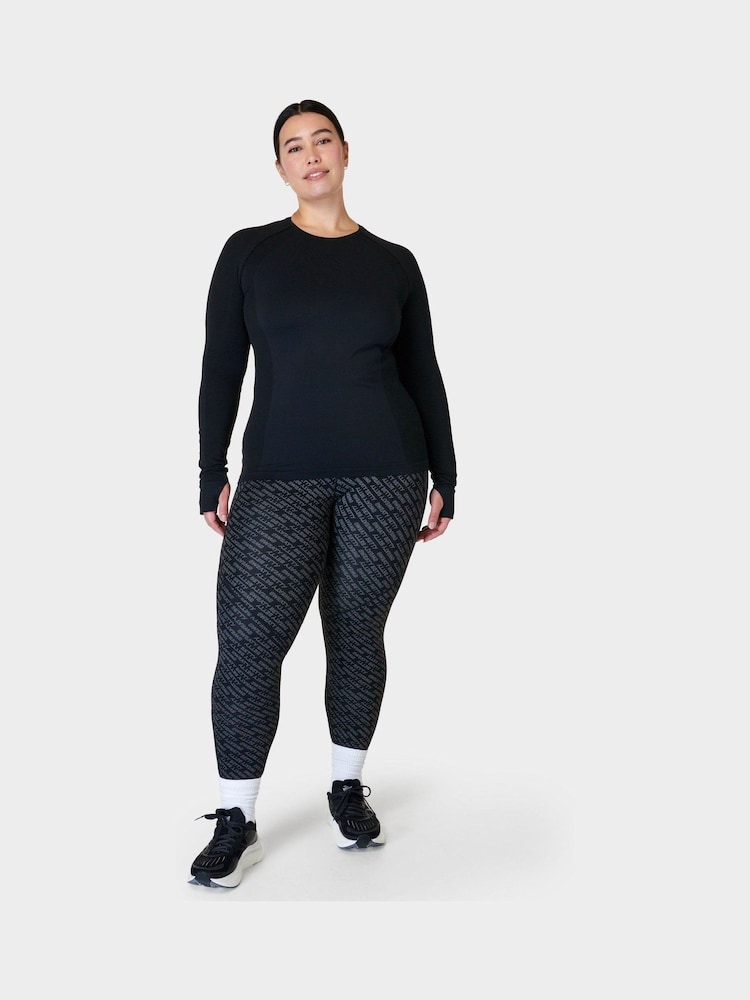 Sweaty Betty Black Athlete Seamless Workout Long Sleeve Top - Image 3 of 7