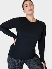 Sweaty Betty Black Athlete Seamless Workout Long Sleeve Top - Image 4 of 7
