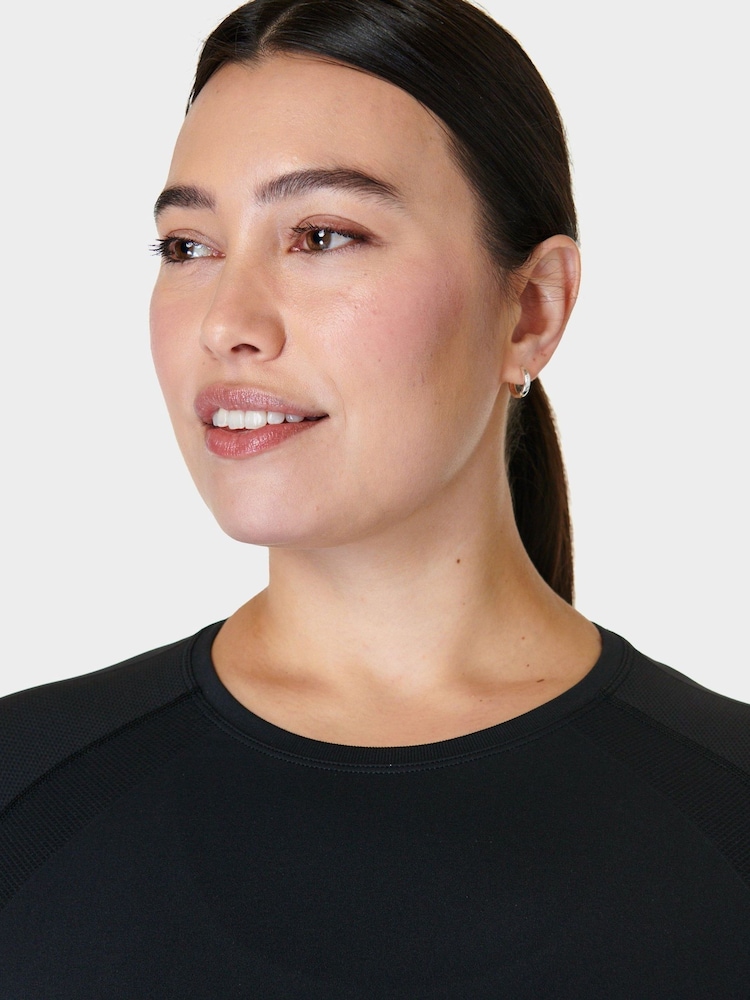 Sweaty Betty Black Athlete Seamless Workout Long Sleeve Top - Image 5 of 7