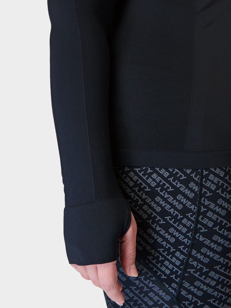 Sweaty Betty Black Athlete Seamless Workout Long Sleeve Top - Image 6 of 7