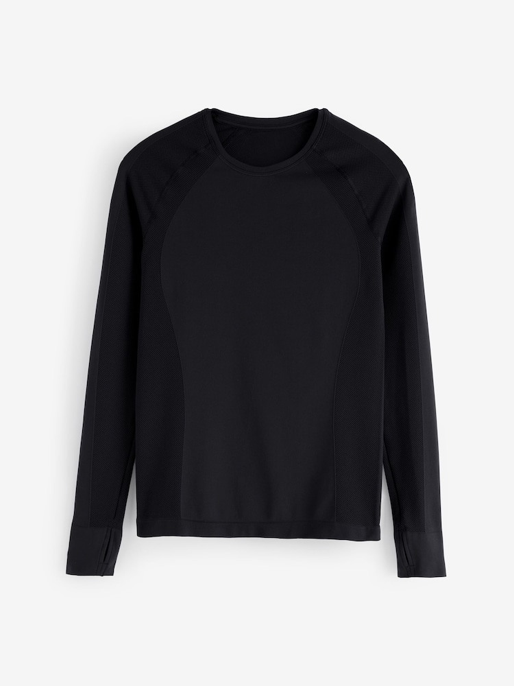 Sweaty Betty Black Athlete Seamless Workout Long Sleeve Top - Image 7 of 7