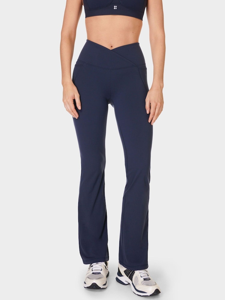 Sweaty Betty Blue Power 32 Workout Boot Cut Trouser Wrap Waist - Image 1 of 8