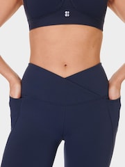 Sweaty Betty Blue Power 32 Workout Boot Cut Trouser Wrap Waist - Image 5 of 8