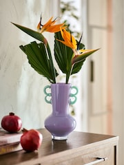 Purple Glass Wiggle Handle Vase - Image 1 of 5